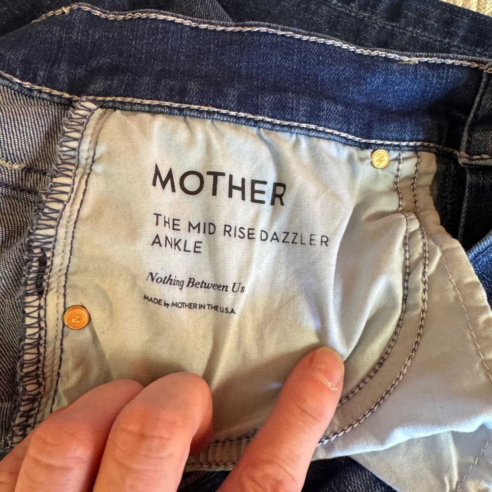 Mother The Mid Rise Dazzler Ankle Jeans Dark Wash Slim Straight Size 28 - Picture 8 of 11